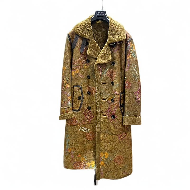 冬款男款皮毛一体外套明星同款长款大皮毛一体风衣真皮气质男士