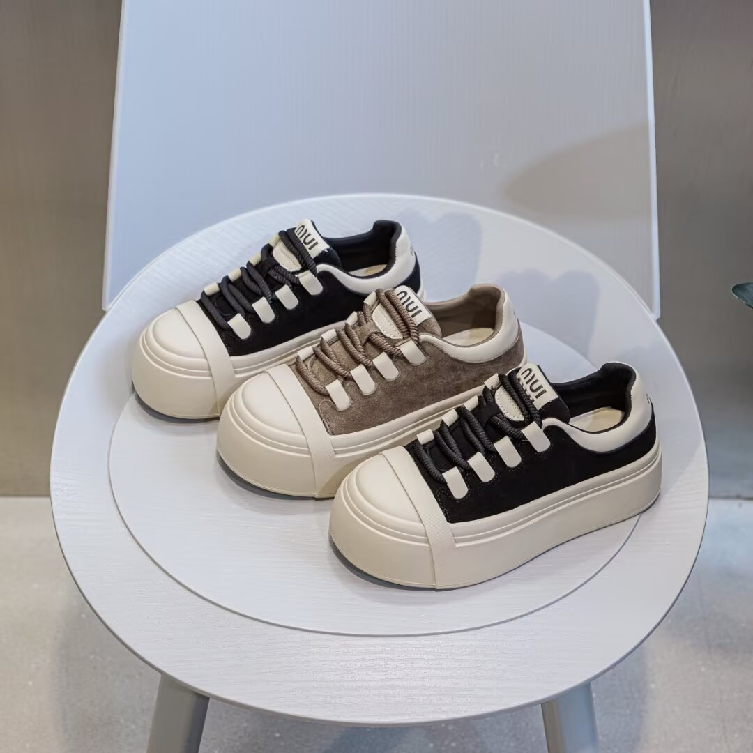 正品丑萌大头面包鞋女2025新款时尚百搭松糕底休闲运动板鞋3509