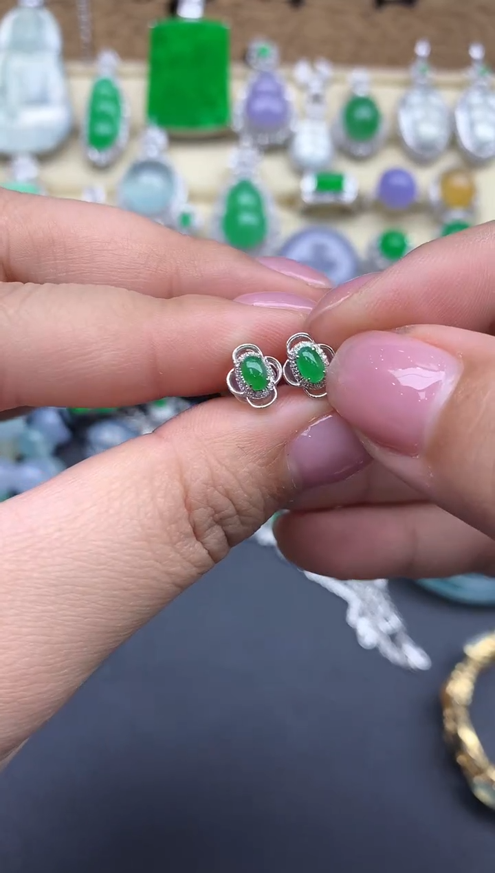 【闪购商品】翡翠耳饰18K金镶嵌126-中国好珍宝