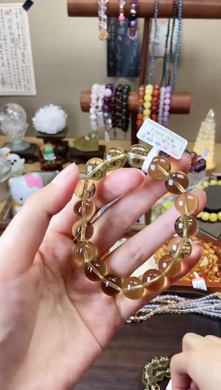 【闪购商品】水晶手链未镶嵌啤酒黄水晶11+mm