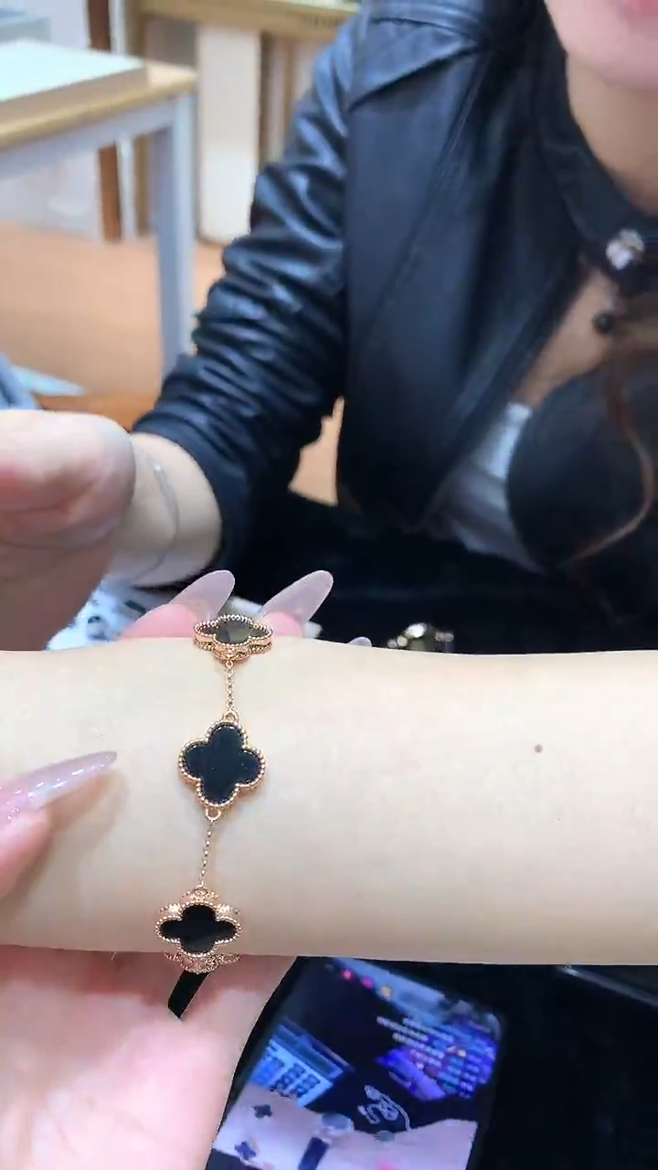 【闪购商品】翡翠手链18K金镶嵌五花手链MCSJ