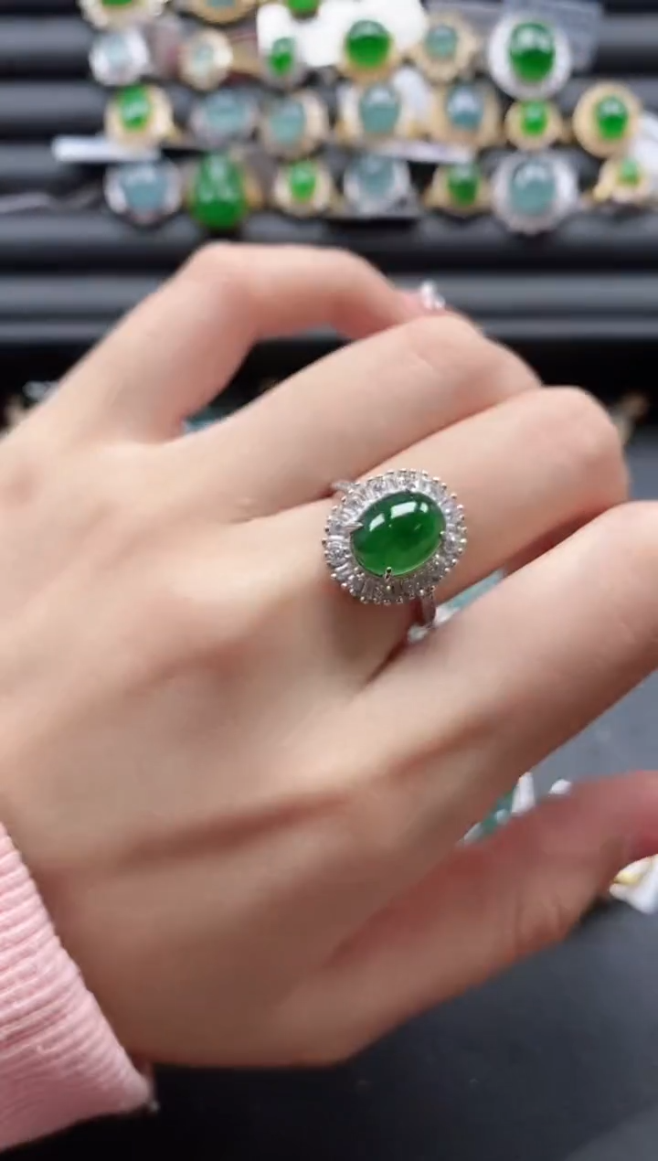 【闪购商品】翡翠戒指银S925镶嵌51511