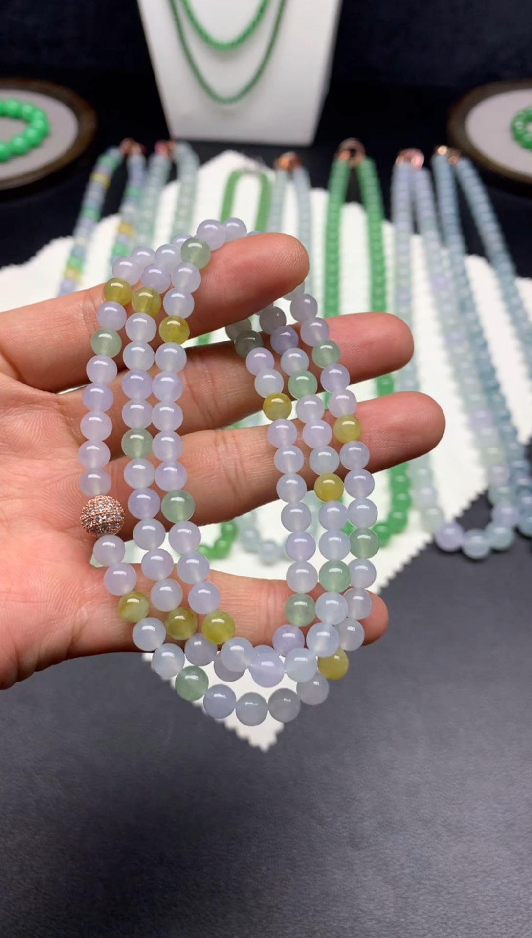 未镶嵌手链翡翠天然缅甸翡翠A货糯冰马卡龙手串卡6mm