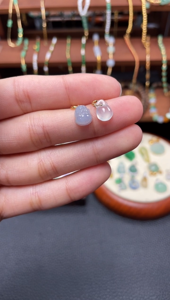 【闪购商品】翡翠吊坠(不含链)18K金镶嵌2个  JK469