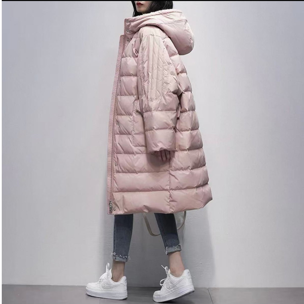 【TD】女长款2025冬装新款韩版白鸭绒时尚显瘦保暖加厚外套8025