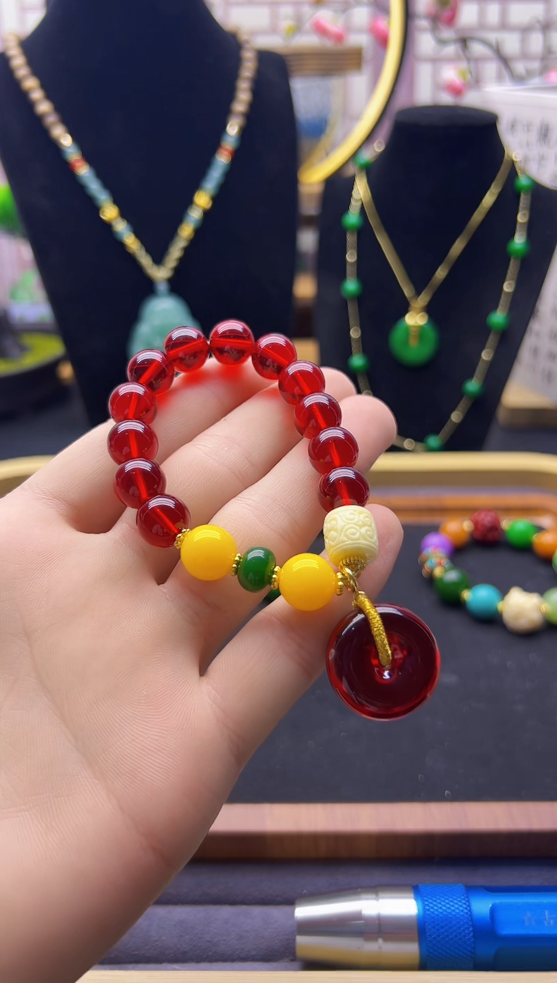 【闪购商品】血珀手链14K金镶嵌S48          