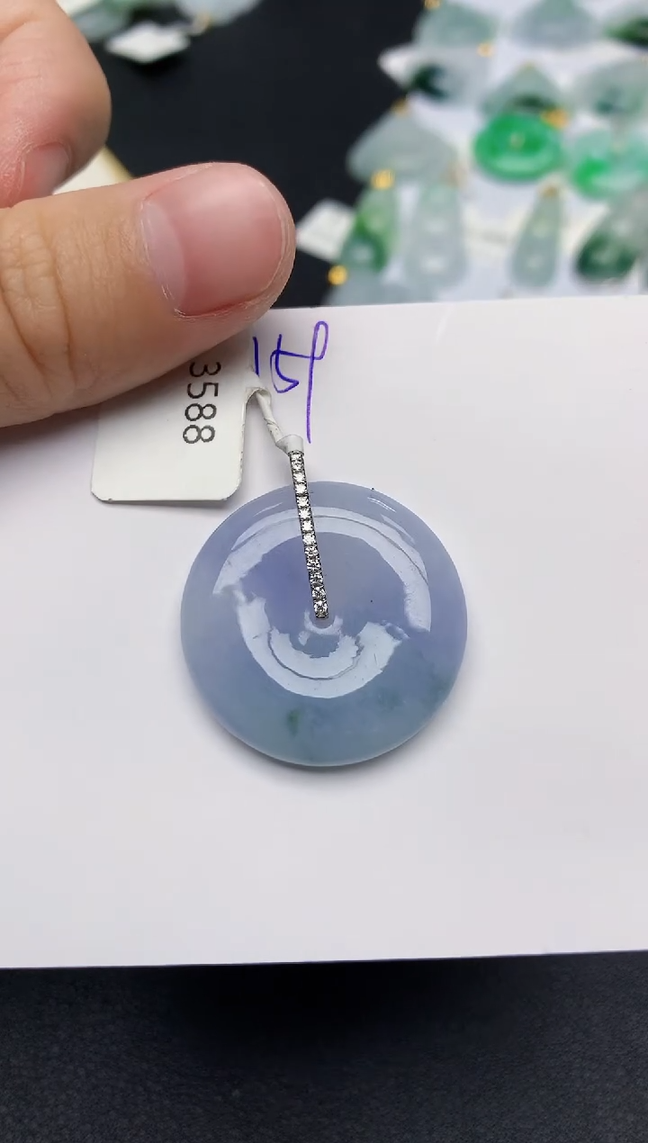 颈饰18K金镶嵌翡翠天然缅甸A货翡翠百元以上9元证书费自理