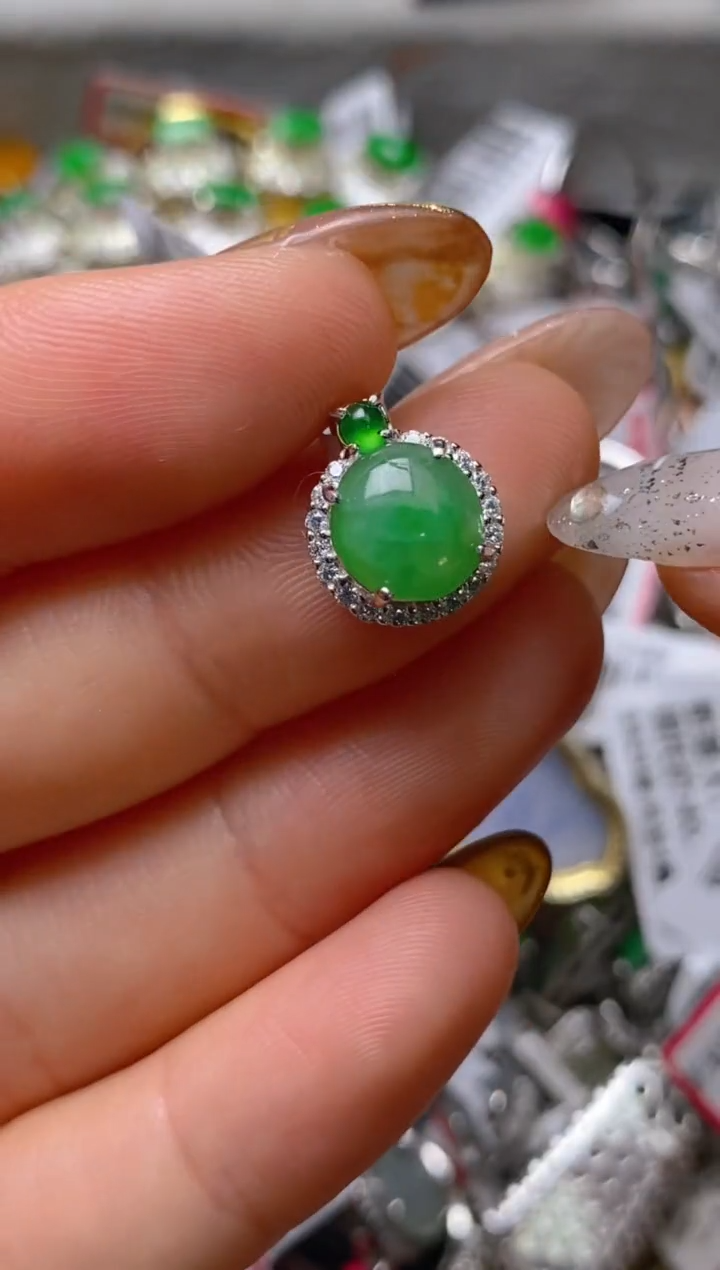 银S925镶嵌戒指翡翠百内无证书