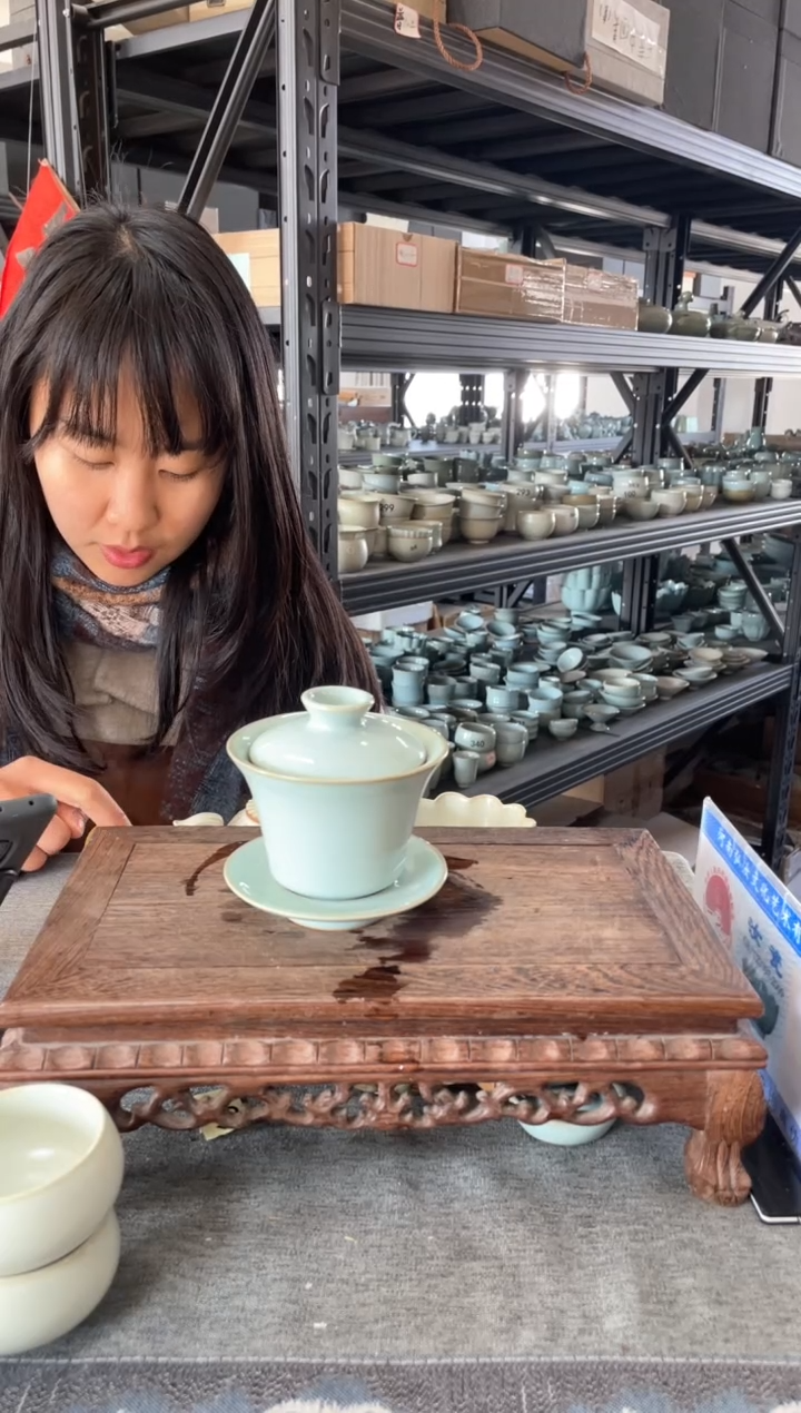 【闪购商品】其他天青马蹄盖碗。。。