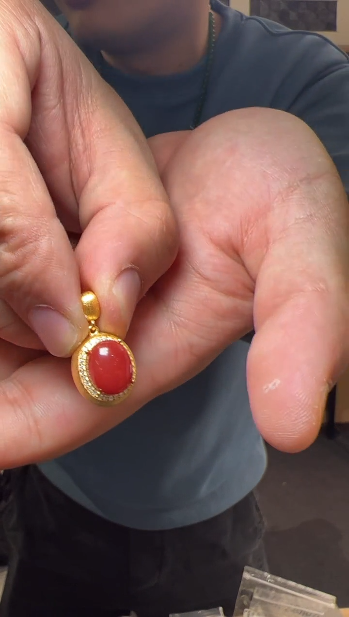 【闪购商品】南红玛瑙吊坠银S925镶嵌约11*9mm精品瓦西料南红蛋面