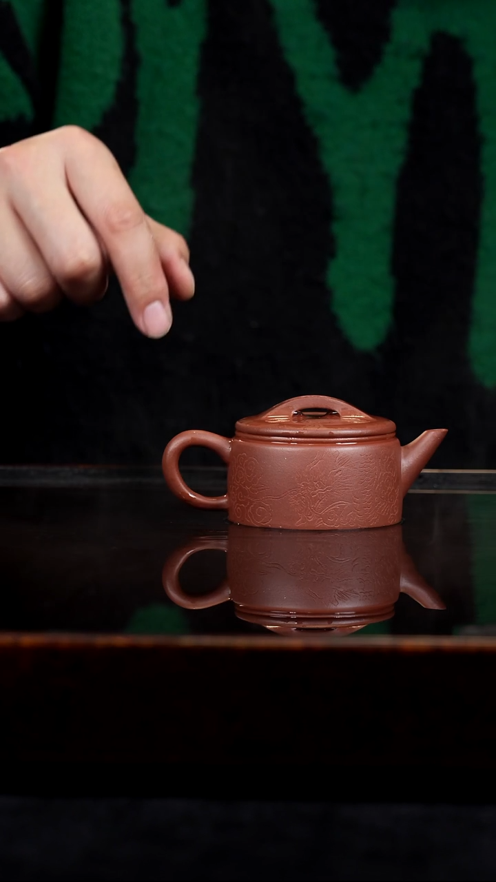 茶壶紫砂精工半手工底槽清小汉瓦刻绘