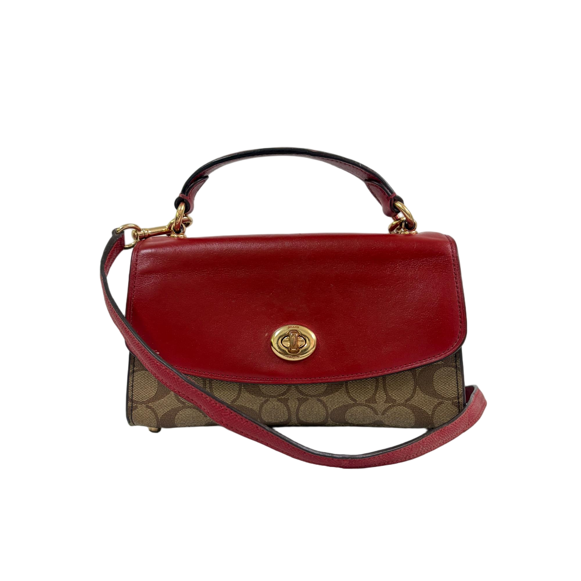 95新 COACH/蔻驰 经典老花PVC拼皮中号单肩斜挎包AF-11577-C中古