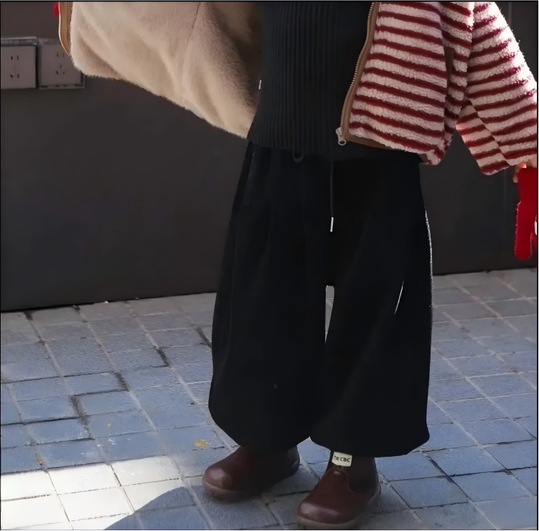 冬季男女童羊羔毛裤子特厚绒男宝女宝休闲加厚款灯笼裤