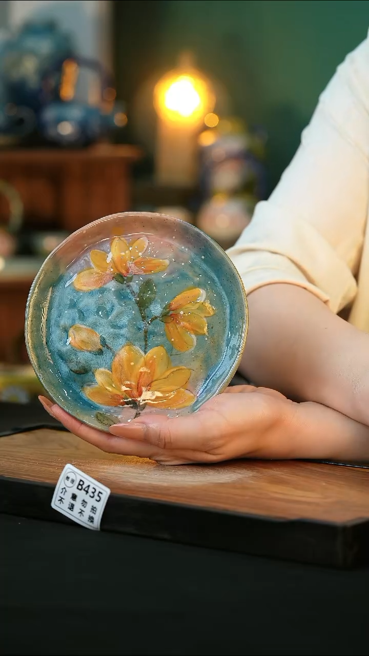 杯手绘心瓷微瑕介意勿拍