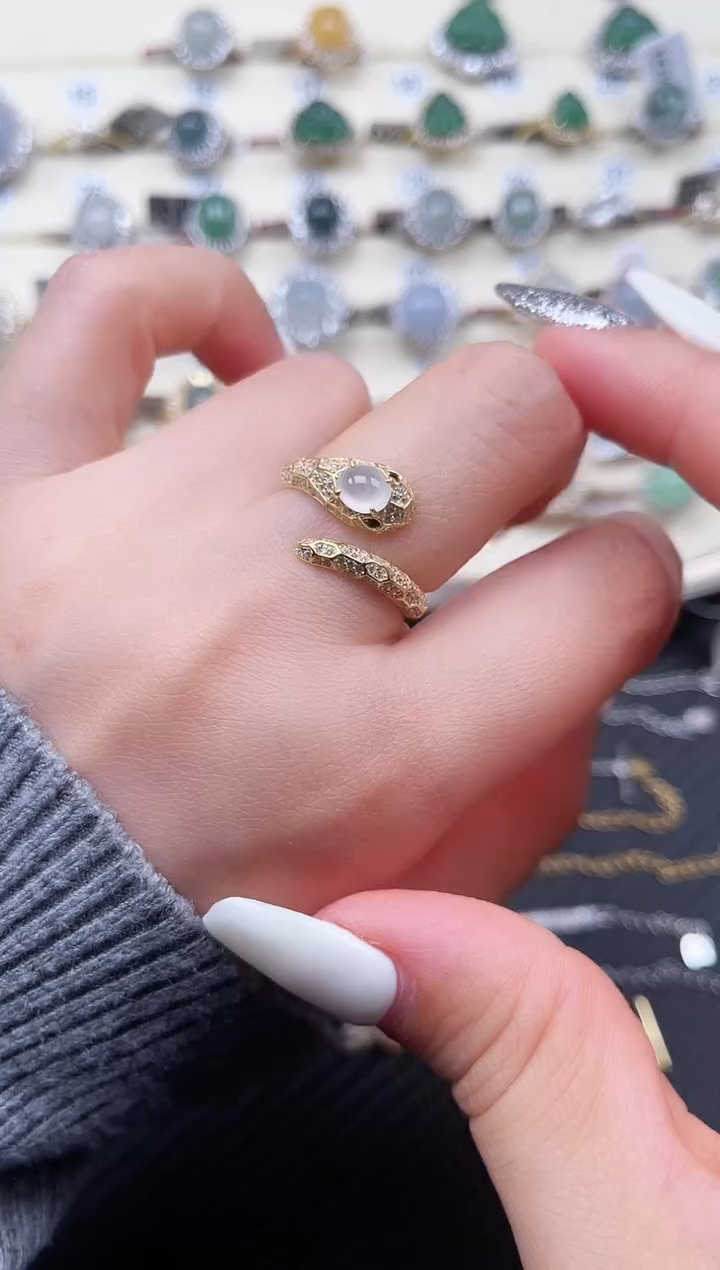 【闪购商品】翡翠戒指银S925镶嵌天然A货翡翠3