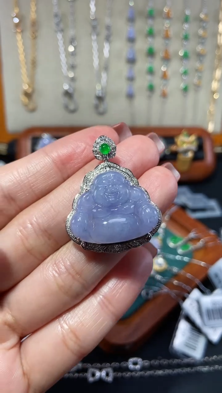 【闪购商品】翡翠颈饰18K金镶嵌吊坠