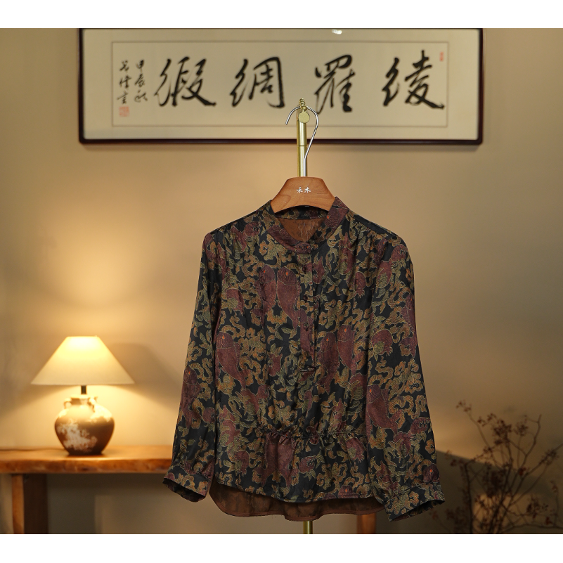 【长河落日-香云纱外套】新中式重工香云纱外套0348
