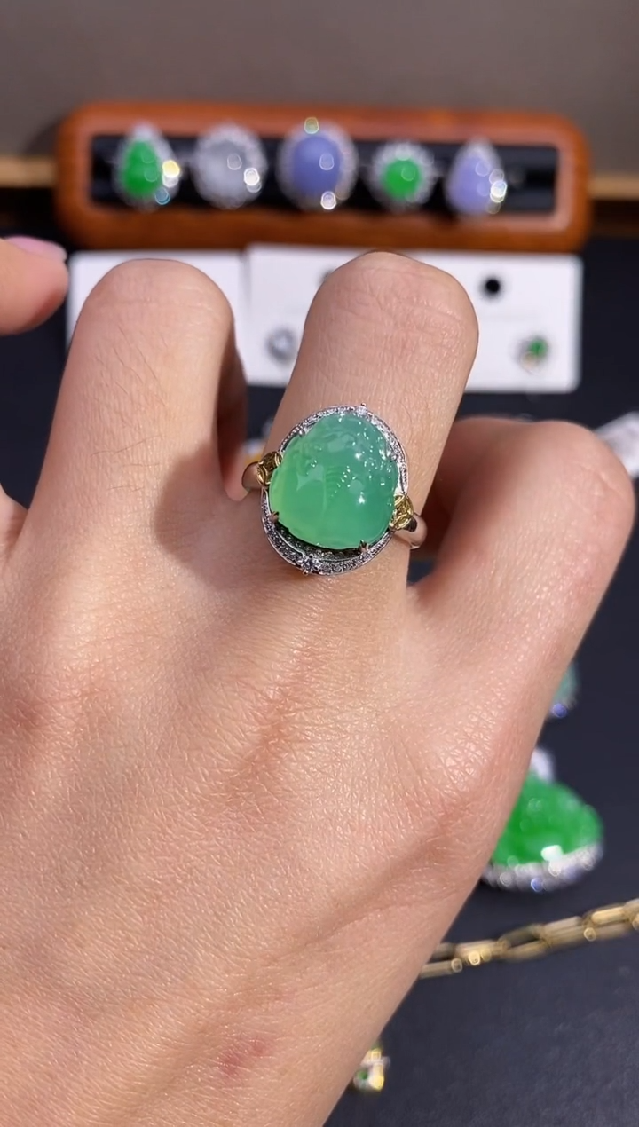 【闪购商品】翡翠戒指18K金镶嵌戒指