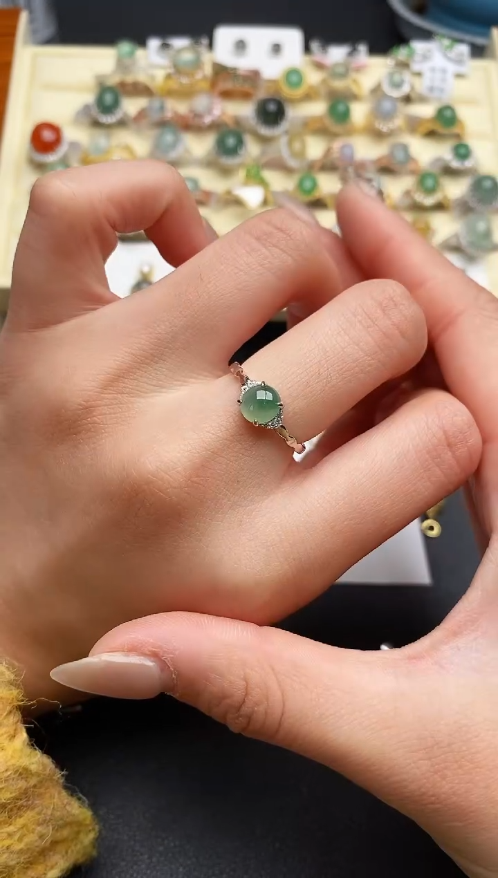 【闪购商品】翡翠戒指银S925镶嵌11111111+7