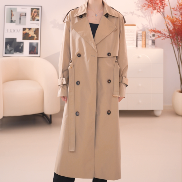 H269【朗】法式通勤中长款上衣气质秋季新款洋气风衣外套