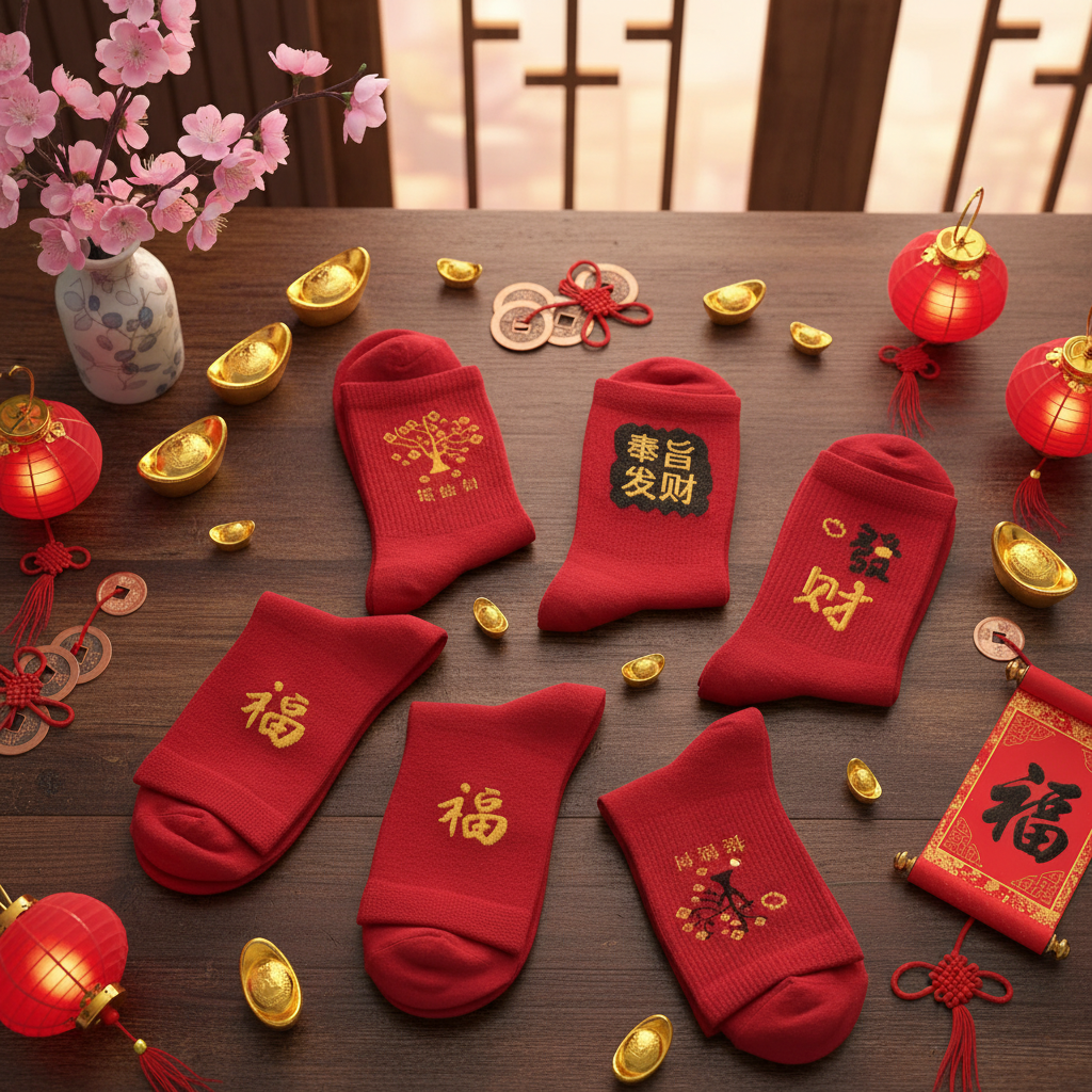 新年袜红色纯棉男透气防臭中筒袜7A抗菌透气吸汗不起球防臭袜