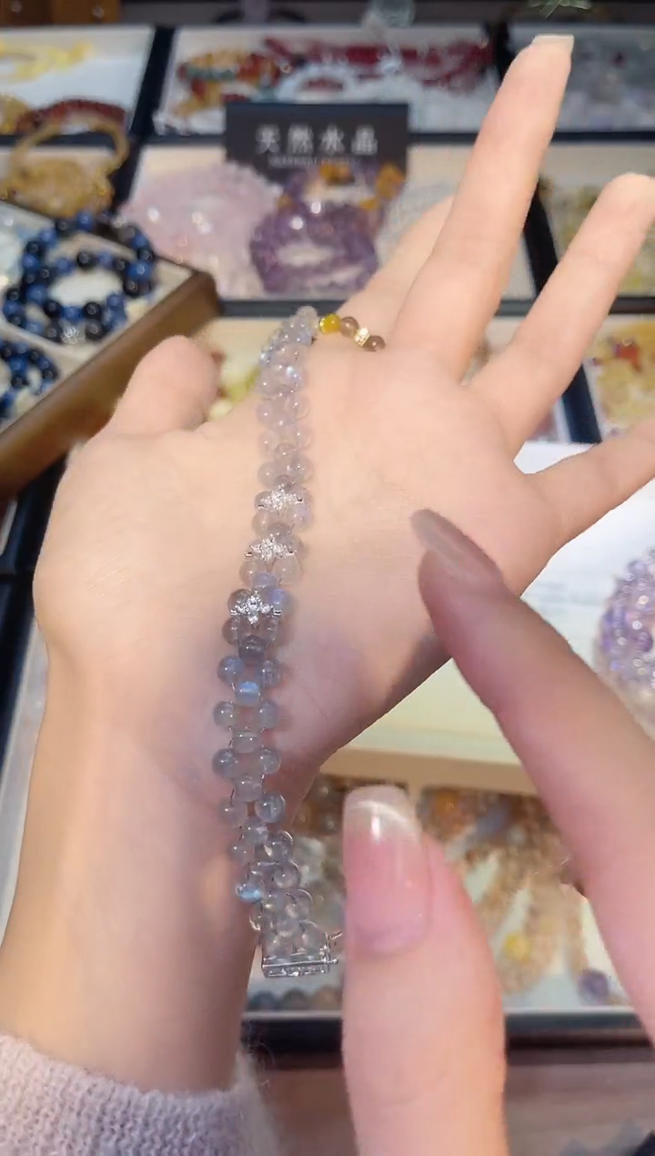 未镶嵌手串水晶灰月光手链