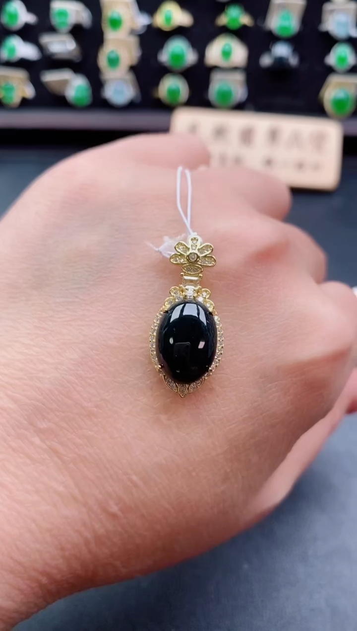 吊坠(不含链)银S925镶嵌翡翠1