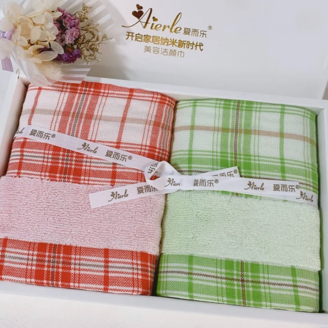 爱而乐美容洁颜巾柔软情侣成人家用洗脸格子吸水方形/