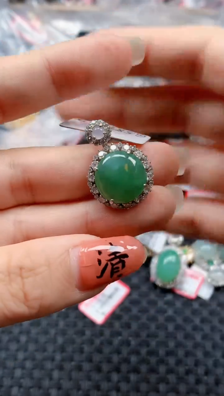 银S925镶嵌戒指翡翠天然A货缅甸翡翠