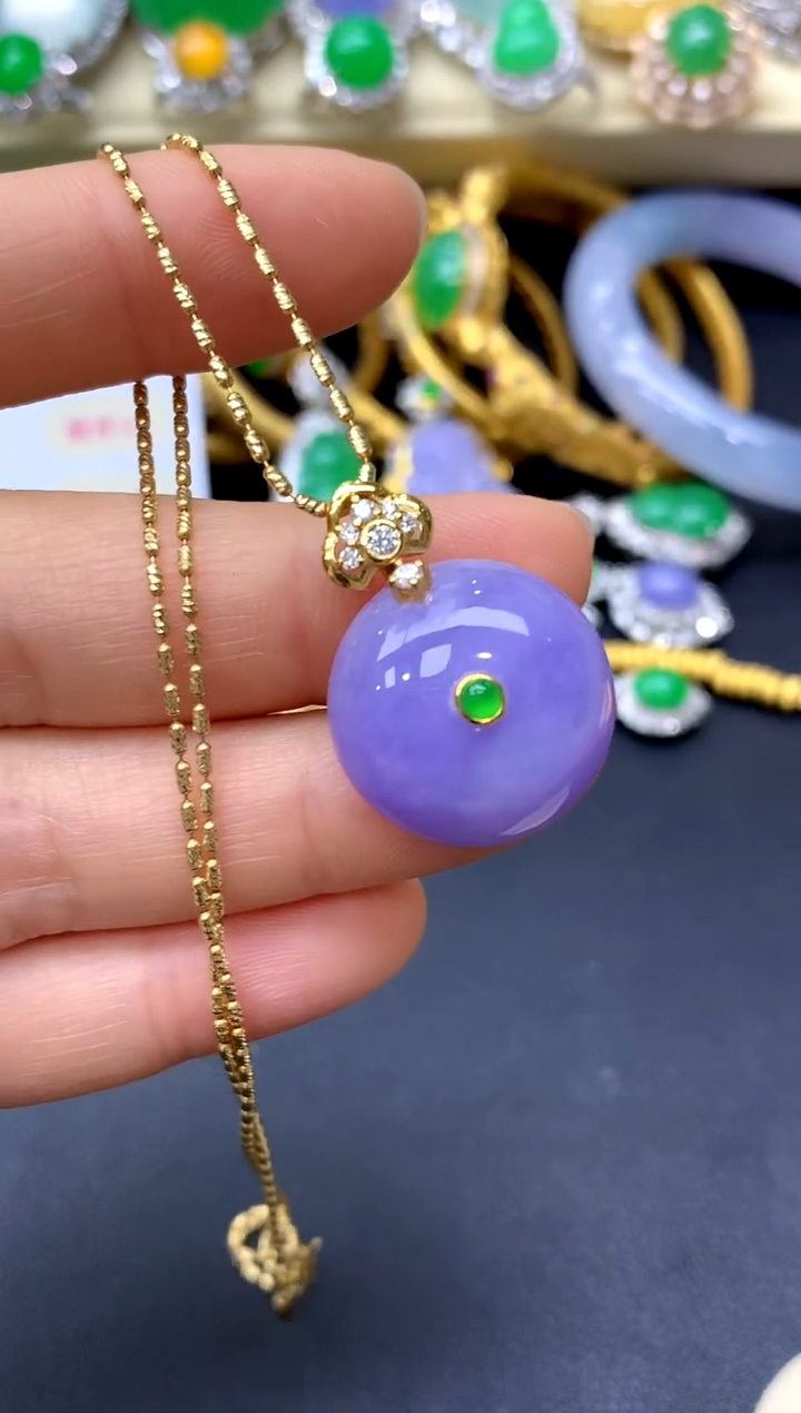 颈饰18K金镶嵌翡翠263-中国好珍宝