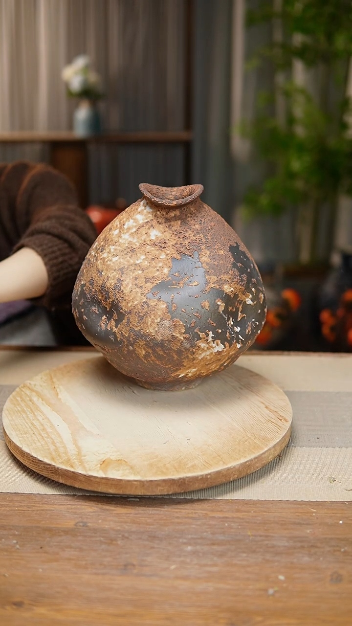 【闪购商品】陶瓷  花器诧寂棕大肚