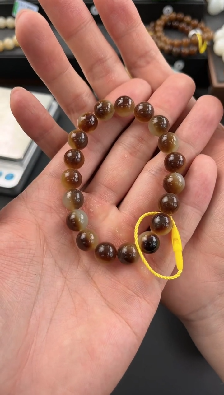 和田玉手串未镶嵌且末金山糖白手串卡10微色差