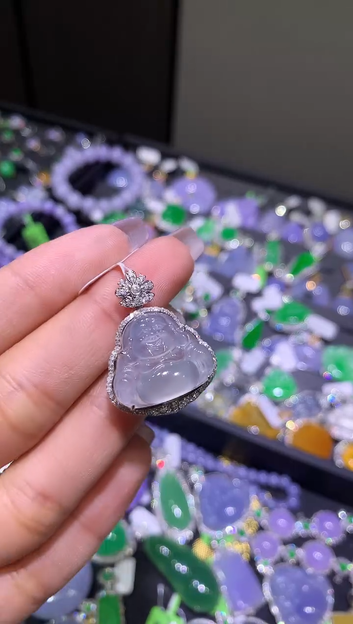 翡翠18K金镶嵌吊坠(不含链)佛公