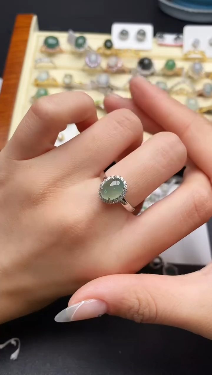 【闪购商品】翡翠戒指银S925镶嵌222222222+6