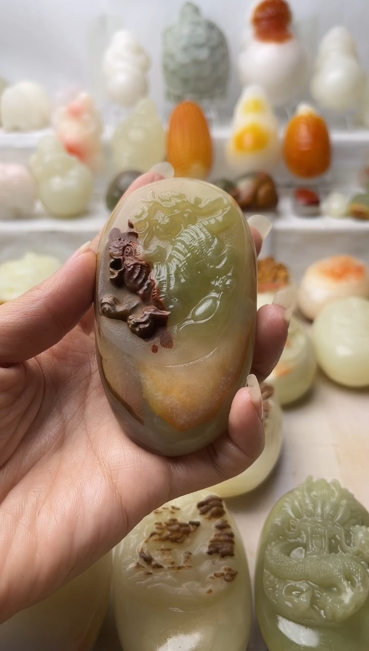 石材方解石手把件不退换虎