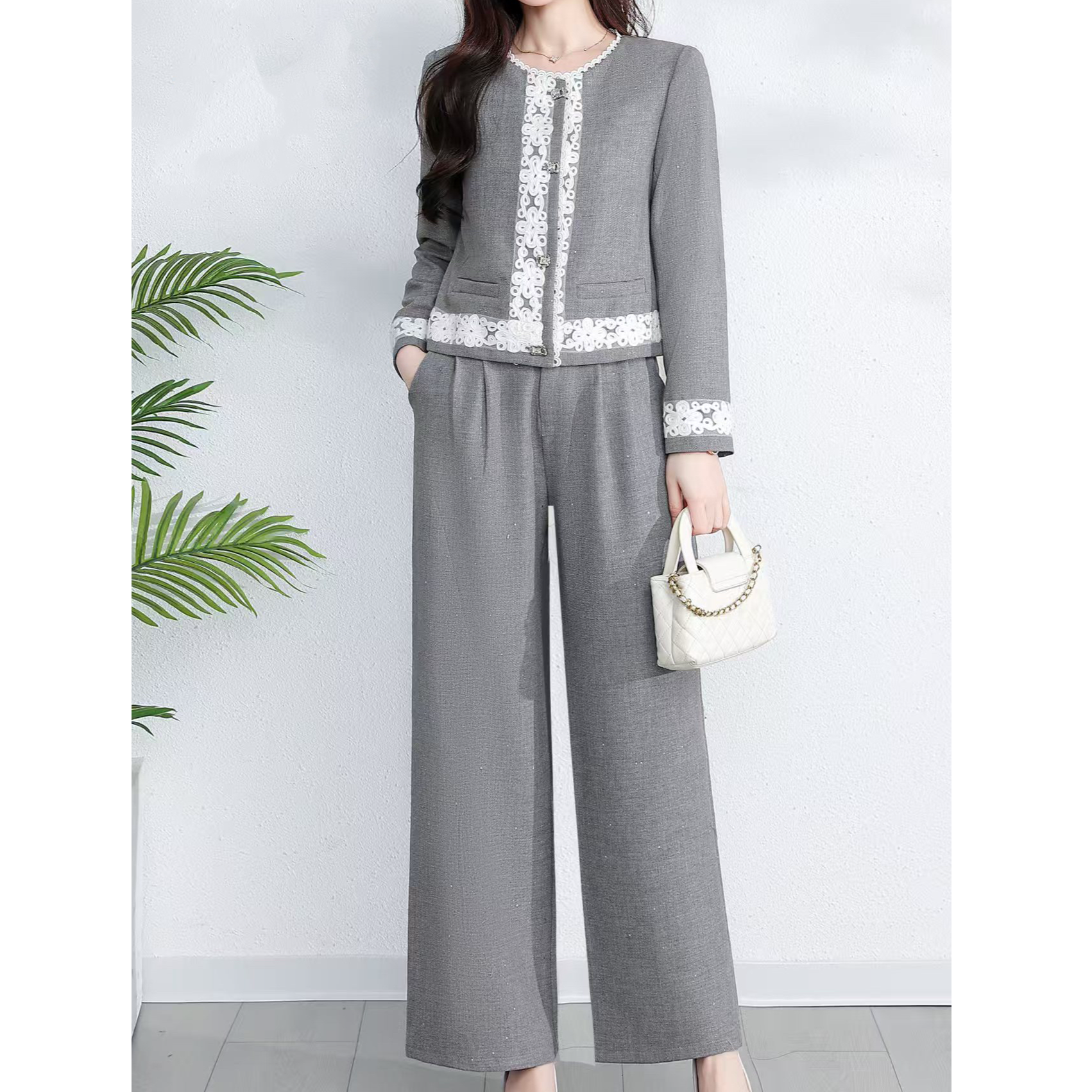 燕妮雅姿休闲风时尚套装女装长裤卫衣运动轻奢套装开衫休闲T275