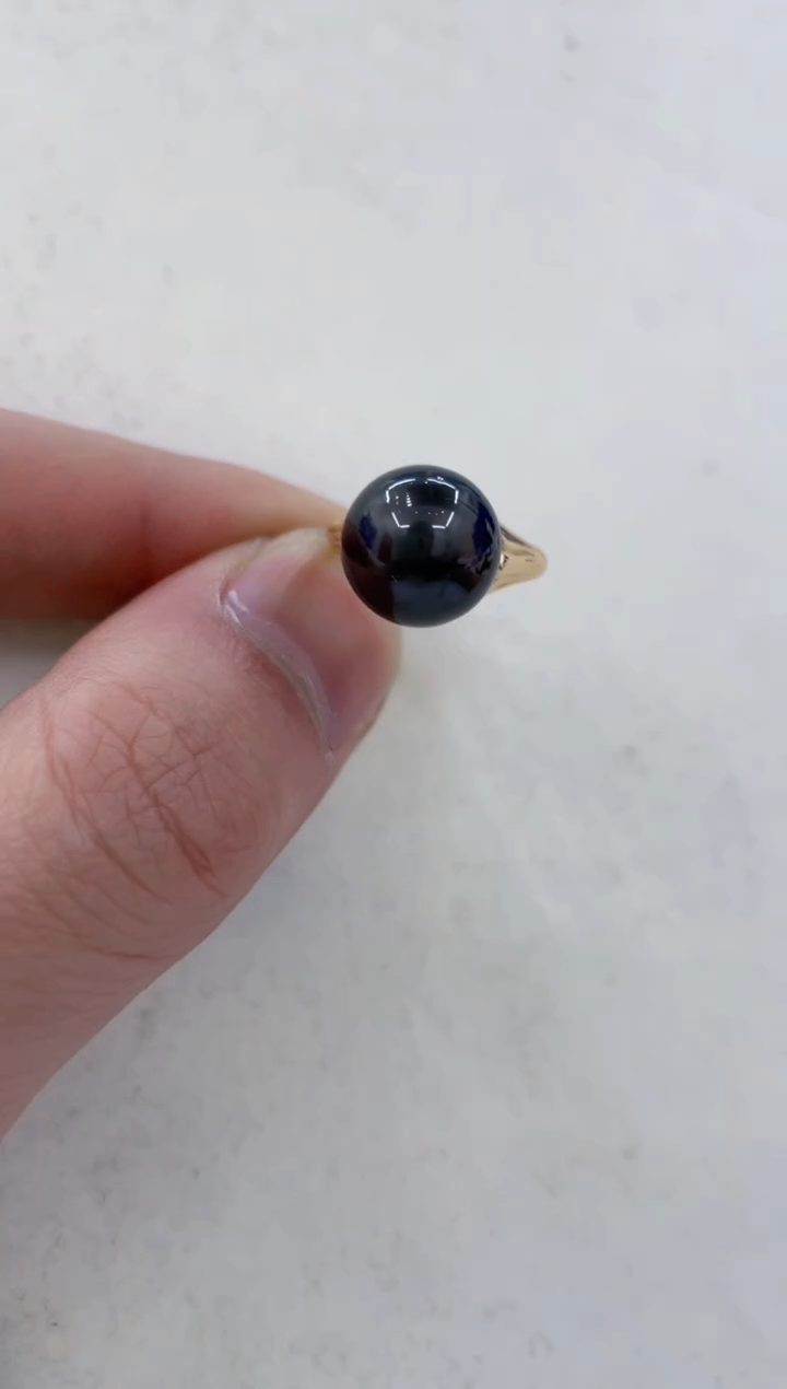 银S925镶嵌戒指海水珍珠  