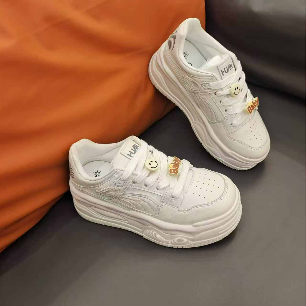 厚底小白鞋新款小个子增高女鞋百搭真皮休闲松糕板鞋888