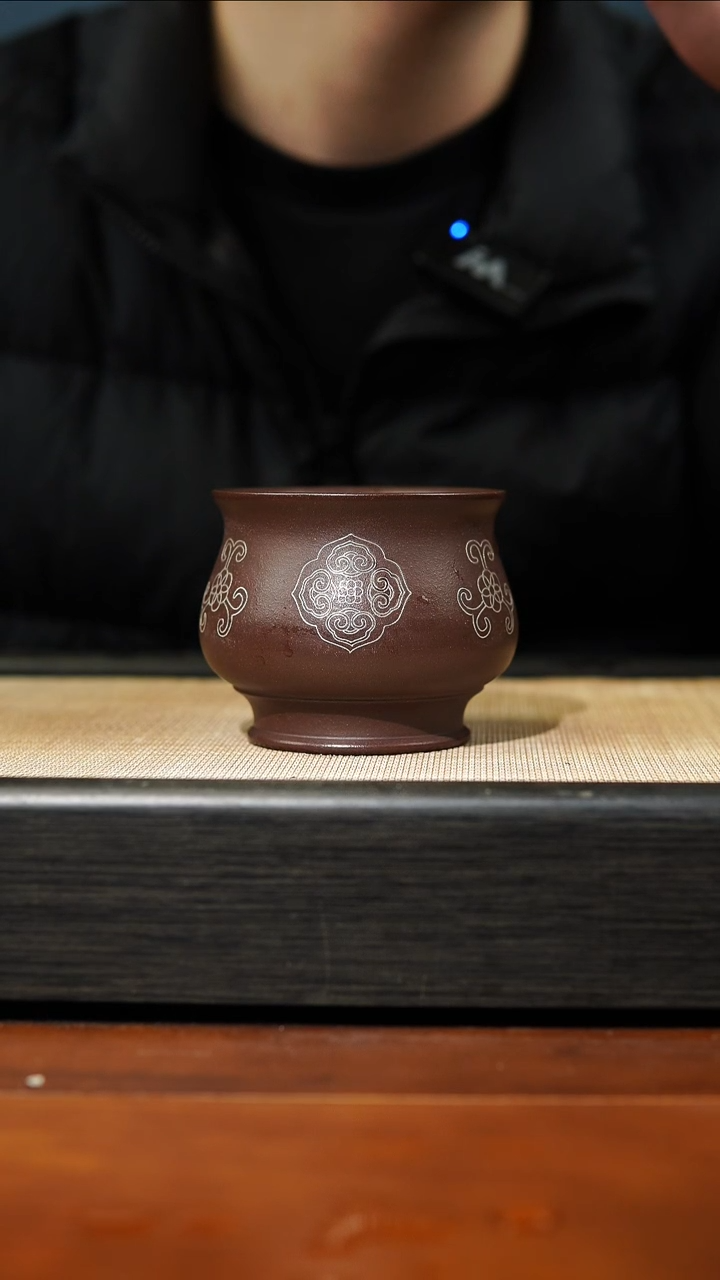 【闪购商品】紫砂茶壶卡银丝杯，老紫泥