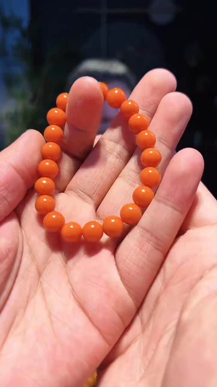 【闪购商品】南红玛瑙手链未镶嵌9+柿子黄精圆