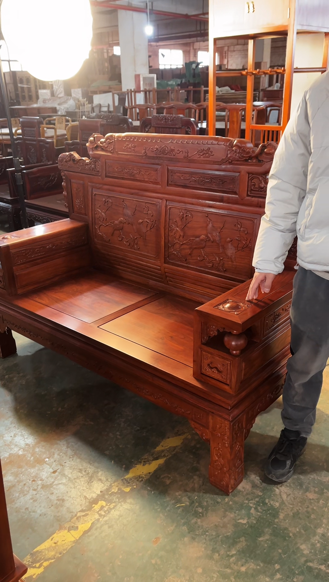 【闪购商品】红酸枝木类成套家具双人位宝座