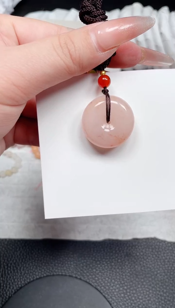 【闪购商品】石英质玉吊坠未镶嵌桃花平安扣