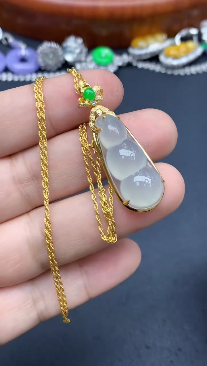 颈饰18K金镶嵌翡翠秋**人498-中国好珍宝