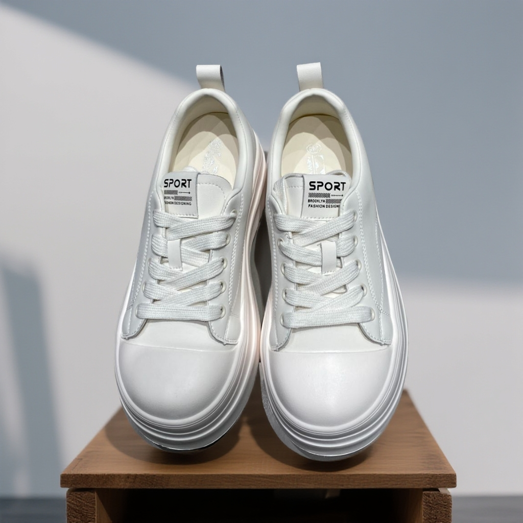 新款早春厚底休闲板鞋小白鞋