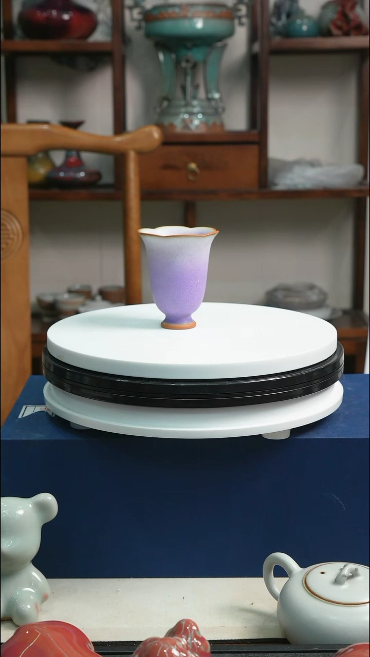 钧瓷香芋紫釉色花瓣杯