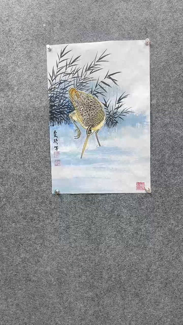【闪购商品】国画贾庆硕观鱼图手绘国画