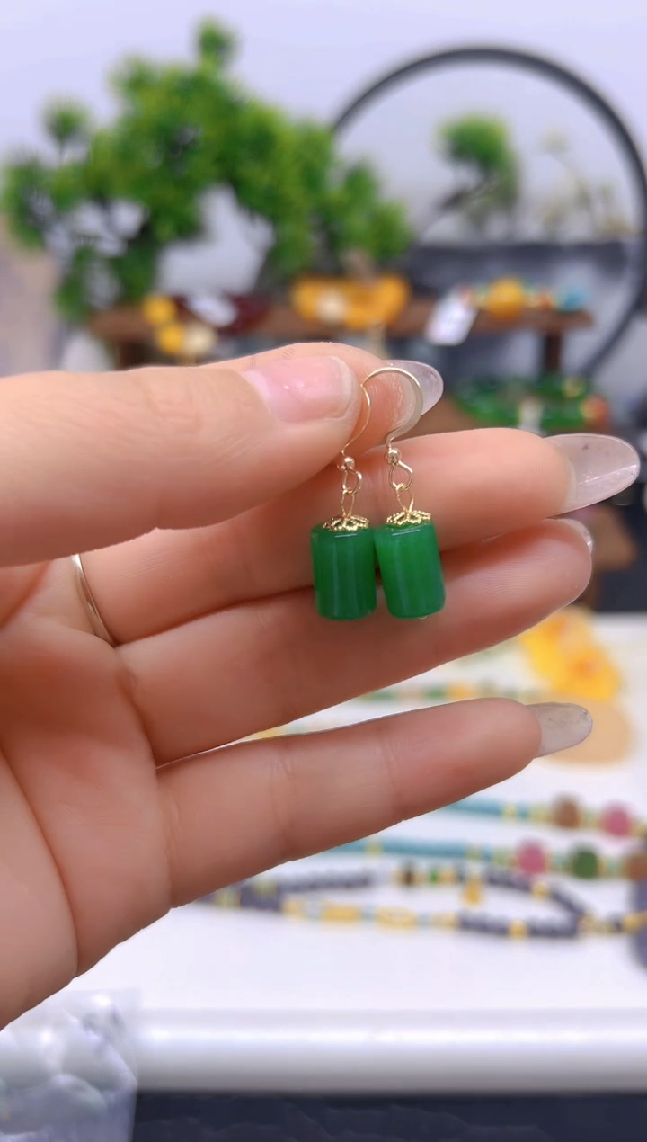 【闪购商品】翡翠耳饰14K金镶嵌耳饰E752