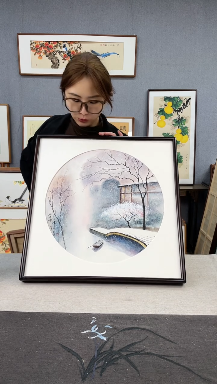 【闪购商品】国画王嘉诚 手写手绘带框作品-52*52-