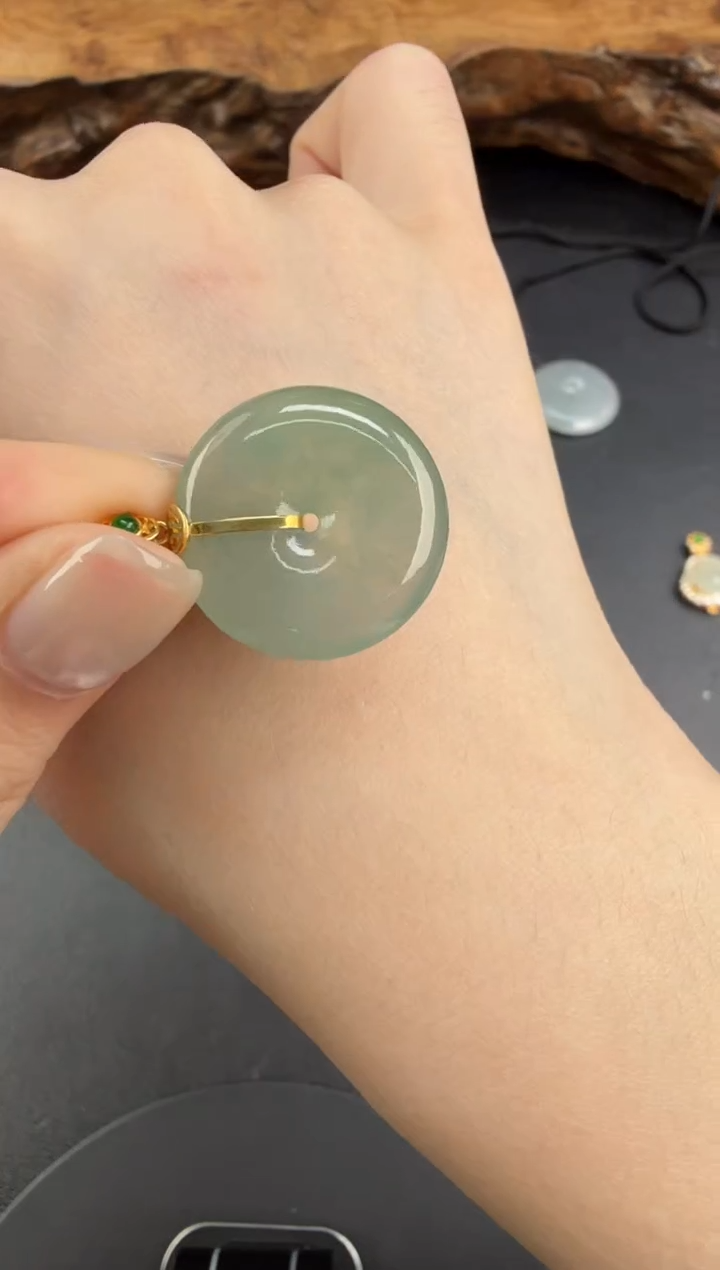 吊坠(不含链)18K金镶嵌翡翠翡翠饰品-69