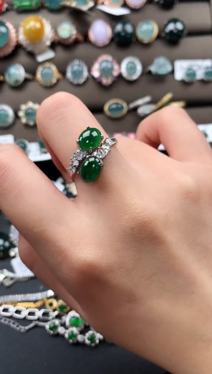 【闪购商品】翡翠戒指银S925镶嵌52112